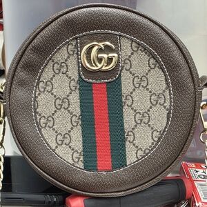 Fashion Purse Brown and Beige Round Crossbody Bag